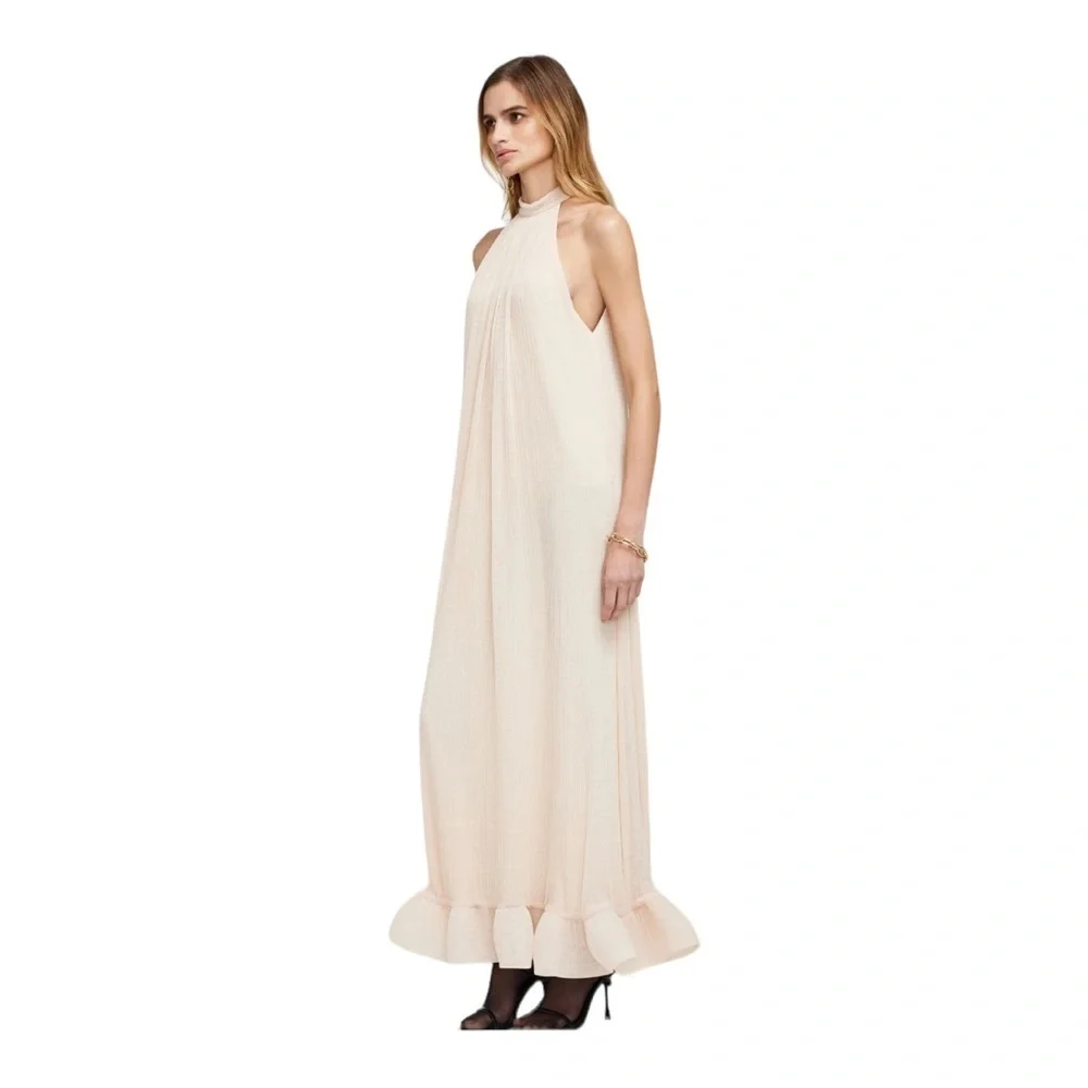 Jonathan Simkhai Textured Rita Halter Neck Shift Maxi Ruffle Dress NWT Sz Medium - Picture 3 of 11